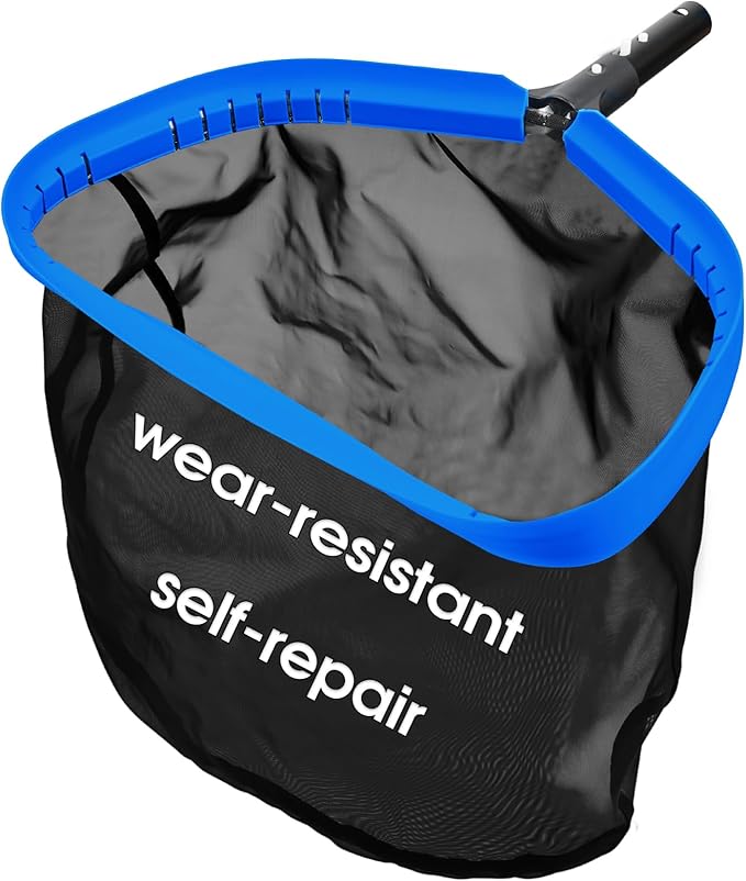 Pool Skimmer Net for Pool Cleaning, Heavy Duty Pool Net Skimmer with Fine Mesh & Deep Bag, Aluminum Frame Pool Leaf Net for Above Ground & In-Ground Pools, Pond Cleaning Leaf Rake Net (No Pole)