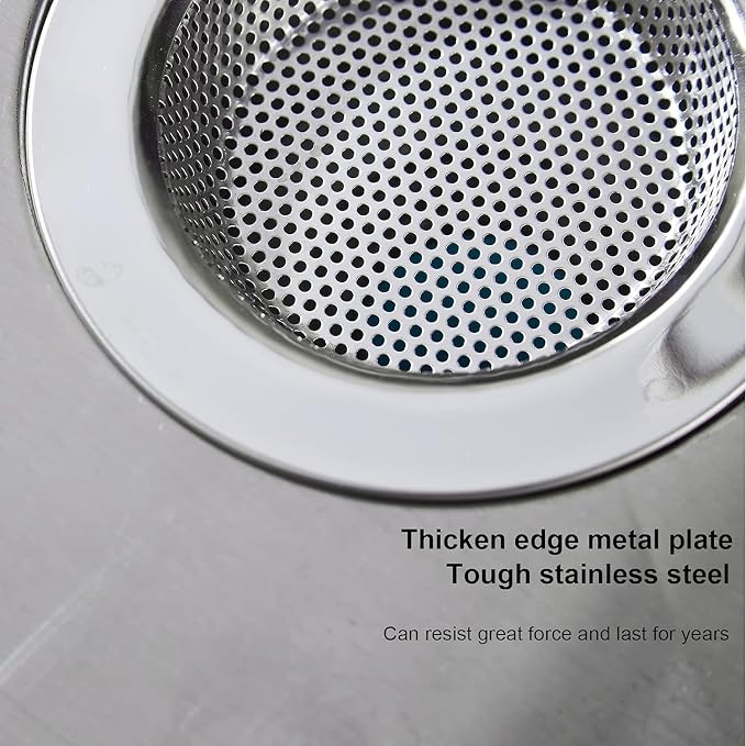 Kitchen Sink Strainer Stainless Steel, LASSHSWA Kitchen Sink Drain Strainer, Sink Strainers for Kitchen Sinks with Large Wide Rim 4.5" Diameter (2 Pack)