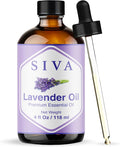 Siva Lavender Essential Oil, Glass Bottle with Dropper, 4 Fl Oz (118 ml) | Lavender Oil for Diffuser, Humidifier, Linen Spray, Skin Care, Hair Care, Body Massage, Soap, Candle, Bath Salt & DIY Blends