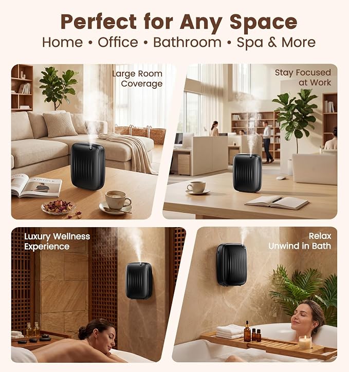 Ziweo Waterless Essential Oil Diffuser, 3000sq.ft - App & Panel Control | Cold Air Diffuser for Home Office Hotel, Whole-Home Scent, One-Click Preset Panel Control, Easy to Operate, Wall Amount