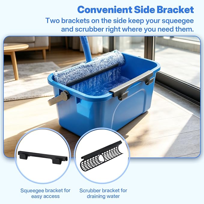 10Ft Professional Window Cleaning Kit with Bucket for Home & Commercial | 120" High Window Squeegee, Microfiber Scrubber, 3 Gal Bucket, Window Cleaning Equipment Washing Kit, Cleaner Tool for Outdoor