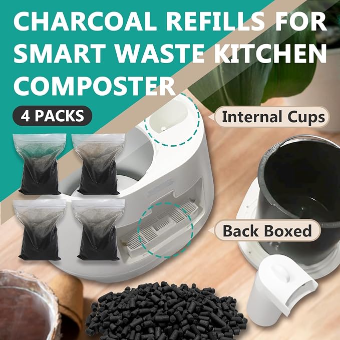 2 Pounds (4-Pack) Filter Refills Compatible with Lomi Smart Waste Composter | Odor Absorbing, Easy to Replace, Long-lasting, Premium Materials