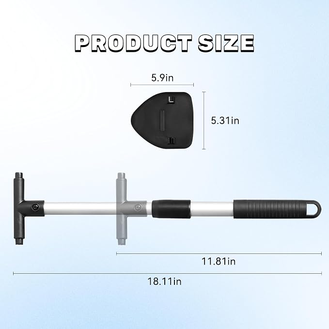 Car Windshield Cleaner Tool Kit with Extendable Handle, Vehicle Window Cleaner with 4 Microfiber Pads and 1 Empty Spray Bottle, Auto Windscreen Cleaning Tool, Universal Fit (Triangle)