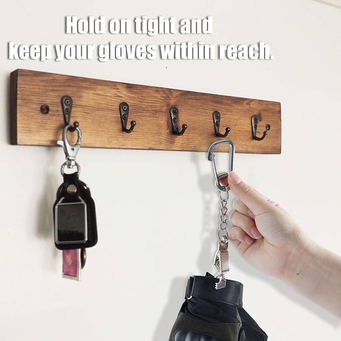 KUNN Metal Glove Clips with Stainless Steel Carabiner Clip, Portable Glove Clips for Work Glove, Glove Holder for Wall Mount