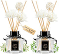 Jasmine + Gardenia Reed Diffuser Set of 2 for Bathroom, Essential Oil Diffuser Sticks | Home Air Freshener Fragrance with 6 Reeds for Diffuser | Smell Good for Home Shelf Decor (1.7 fl oz x 2)
