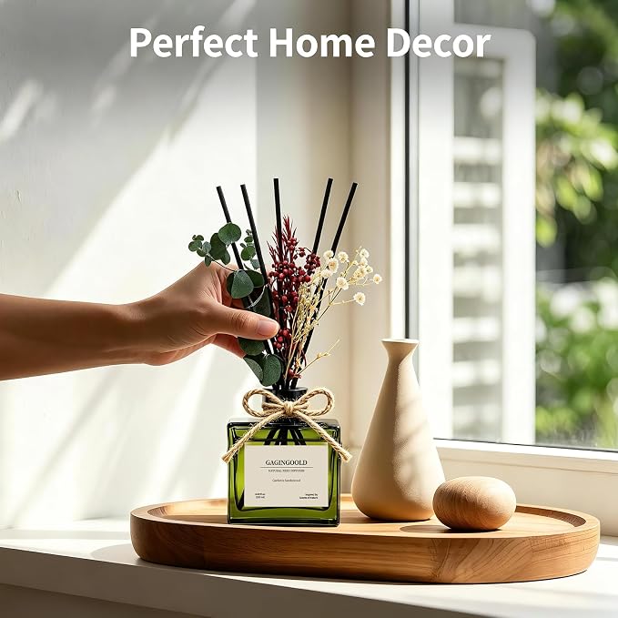 Reed Diffuser, 6.1 oz Gardenia Sandalwood Scent Diffuser with Sticks & Dried Flowers, 120 Days Long Lasting diffusers for Home, Elegant Fragrance for Bathroom Bedroom Office Decor Air Fresh
