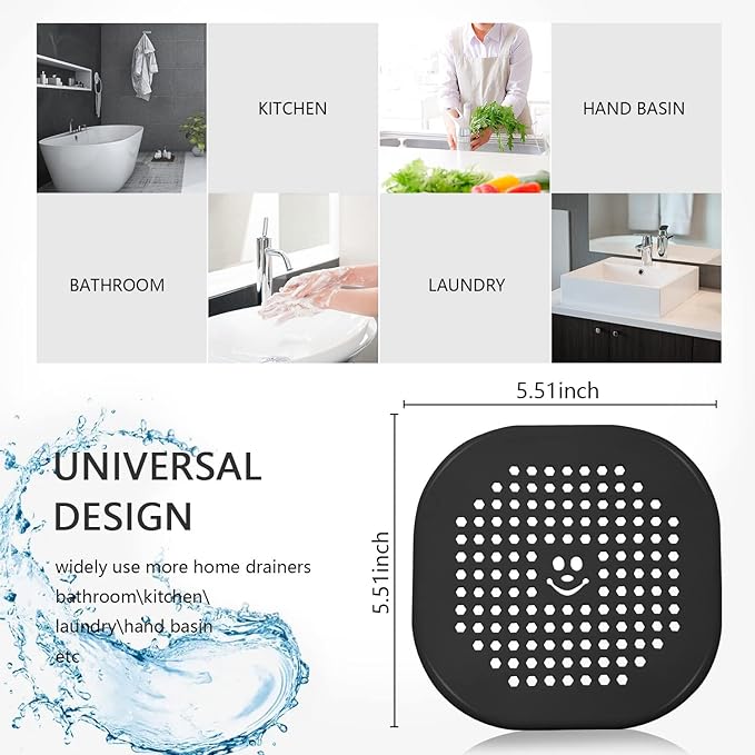 2 Pack Drain Hair Catcher Silicone Drain Protector Hair Stopper with Suction Cup for Shower Kitchen Bathroom Rose Red Set of 2
