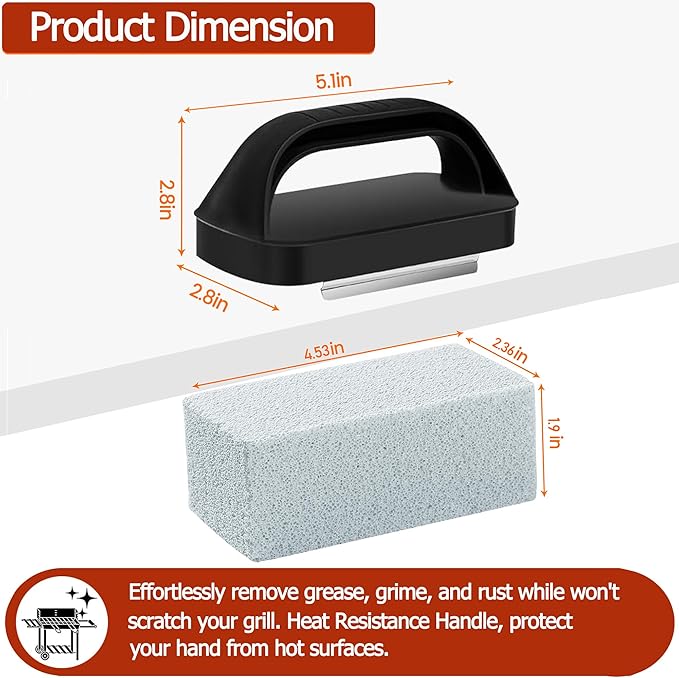 Heavy Duty Griddle Cleaning Brick with Handle, Grill Cleaner for Cleaning Flat top, Pumice Griddle Cleaning Stone Removing Stains for BBQ, Swimming Pool, Sink(5 Pack)