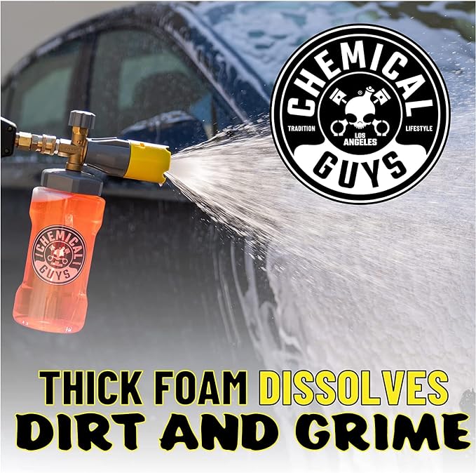Chemical Guys, Big Mouth Foam Cannon & Blueberry Snow Foam Wash Soap Kit | Pressure-washer foam cannon paired with blueberry snow foam soap for thick, clinging, scratch-free suds