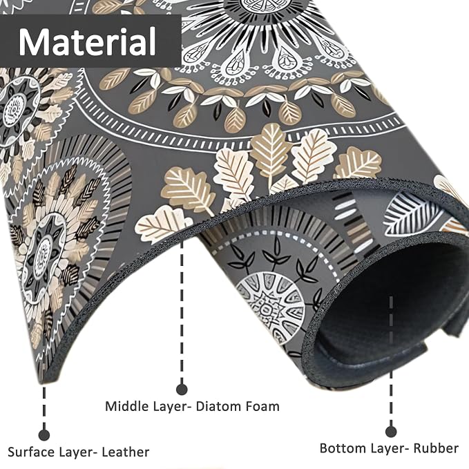 15" X 5.5" Kitchen Sink Splash Guard Faucet Mat Mandala Super Absorbent Fast Drying Faucet Guard & Draining Mat Sink Splash Guard Behind Faucet for Kitchen, Bathroom