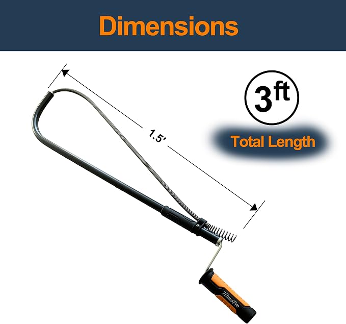 HimaPro Professional Toilet Auger/Closet Auger, 3 Feet Pipe Snake | Rust-Resistant High-Carbon Spring Wire, Scratch-Free Vinyl Sleeve, Ergonomic Non-Slip Handle