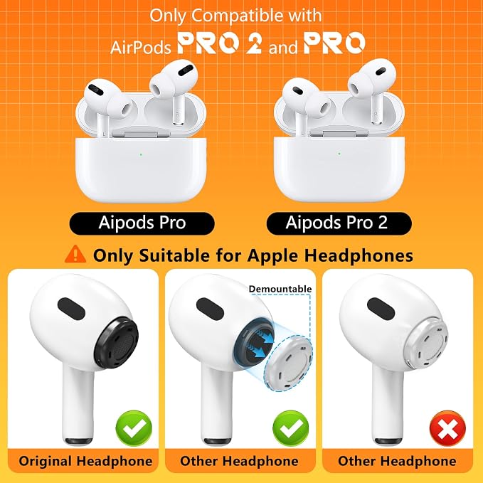 Inesore 4 Pairs Replacement Ear Tips for AirPods Pro 2nd/1st (Medium-White) | with Noise Reduction Hole & Built-in dust Guard Screen,Silicone,with Portable Storage Box & Cleaner Pen,(Medium-white)