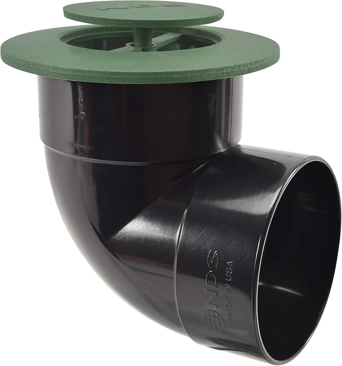 NDS 422G Pop-Up Drainage Emitter with Elbow fits 4-Inch Sewer and Drain Pipe, Works with Drainage Systems Including Catch Basins, Green