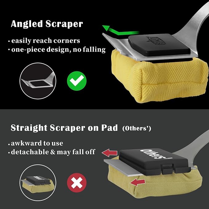 GRILLART Grill Brush Bristle Free Safe Steam Cleaning Tool, Replaceable Head for Any Grate Type - 17” Long Handle w/One-Fit-All Scraper - BBQ Accessories Cleaner for Outdoor Grill - Gifts for Men/Dad