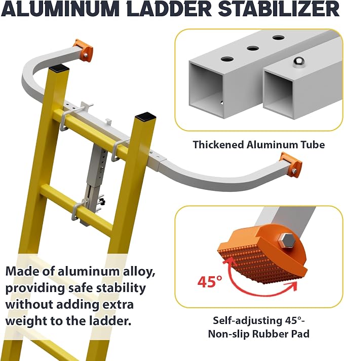 Ladder Stabilizer, Aluminum Alloy Extension Ladder Stabilizer for Roof, Adjustable Ladder Standoff Attachment for Gutters, Windows, Ladder Stabilizers Support