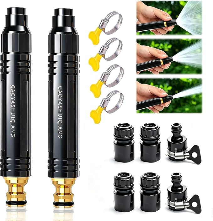 12 Pcs Heavy Duty Adjustable Twist Hose Nozzle Jet Sweeper Nozzle，Home High Pressure Car Wash Water Gun，Pressure Power Washer Nozzle for Garden Hose & Outdoor Cleaning