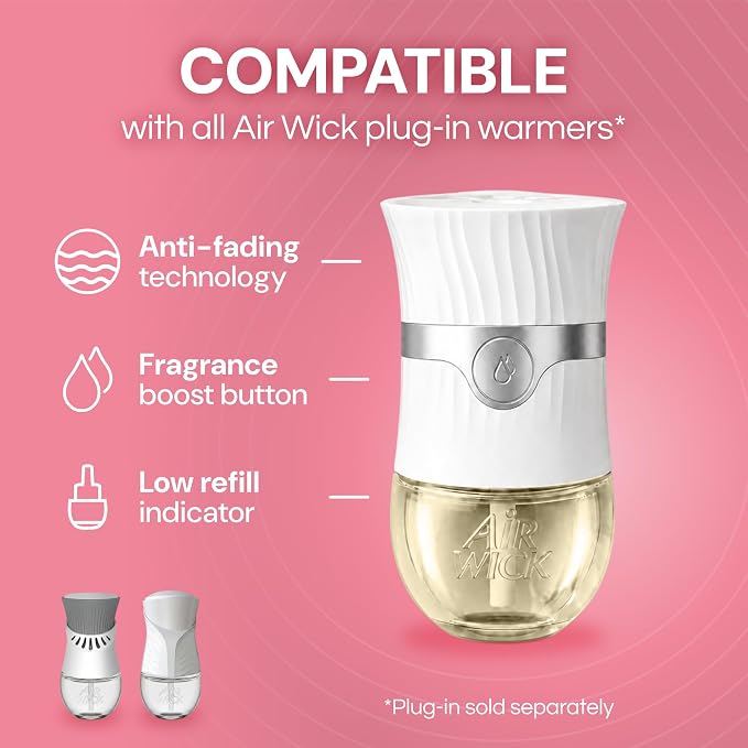 Air Wick Plug-In Scented Oil Refills, 10 Count, Vanilla and Pink Papaya, Air Freshener, Essential Oils, Eco Friendly