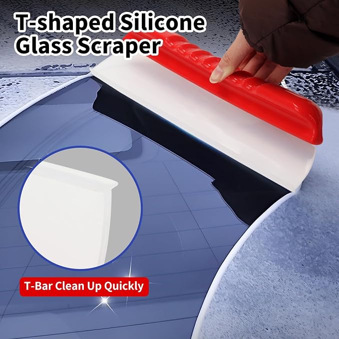2 Pack 12inch car Squeegee,Silicone Squeegee,car Window Squeegee,Flexible T-Bar Water Blade for Car for Car Or Home Use,Washing,Wiping Glass, Mirror,Shower Doors,Red