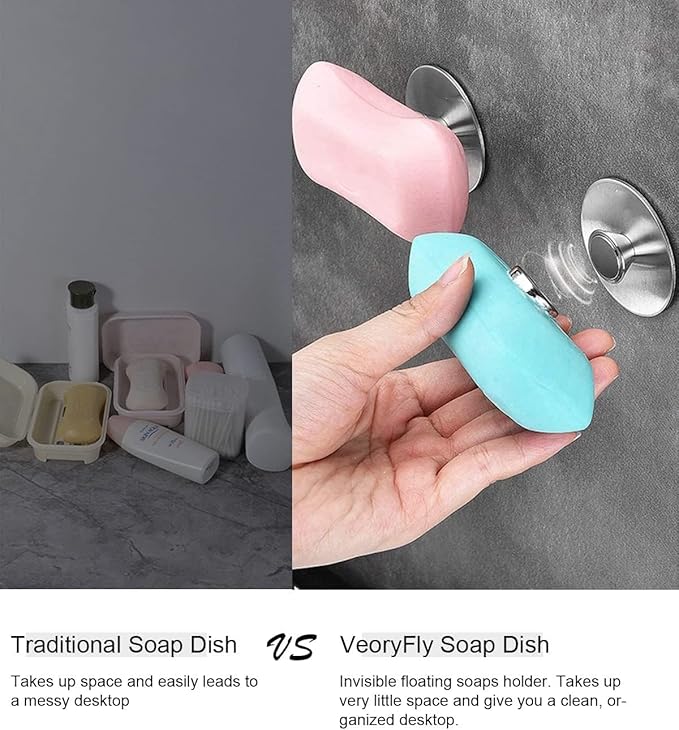 Magnetic Soap Holder Self Draining, 1Pcs Bar Soap Holder for Shower Wall, Stainless Steel Soap Savers for Bar Soap, Kitchen/Bathroom Soap Dishes, Easy Clean Soap Holders (Silver)