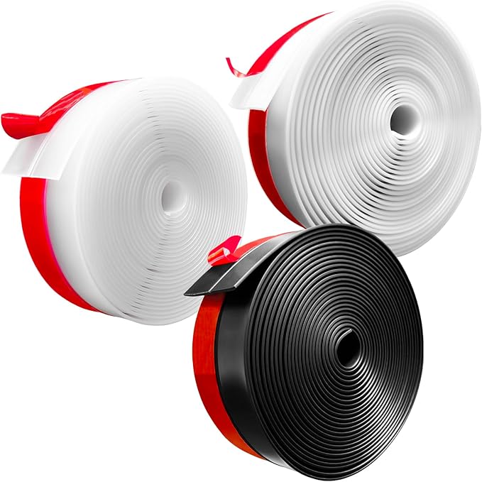 Silicone Weather Stripping, 2 inch (W) x 20 Ft (L) Door Draft Stopper Window Seal Strip for Gaps of Door & Windows, Garage Door Under Bottom, Sealing Tape Shower Doors Sweep, Black