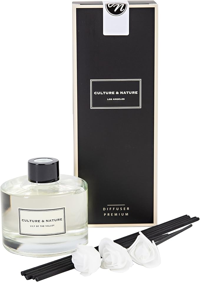 CULTURE & NATURE Reed Diffuser Set 6.7oz (200ml) Lily of the Valley Scented Diffuser with Sticks Home Fragrance Reed Diffuser for Bathroom Shelf Decor