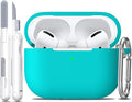 AirPods Pro Case Cover with Keychain, Full Protective Silicone Skin Accessories for Women Men Girl Adult with Apple 2019 Latest AirPods Pro Case, Front LED Visible-Teal