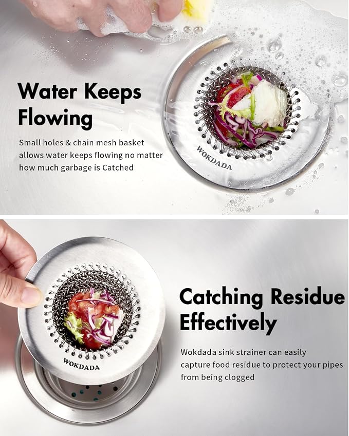 Revolutionary Kitchen Sink Drain Strainer/Patented Reversible Chain Mesh, Effortless Cleaning & Debris Catcher, Large Capacity, Anti-Clog, 304 Stainless Steel & Rust-Proof/Handmade | Revolutionary Sink Strainer, Easy Clean , Fast Drainage,304 Stainless...
