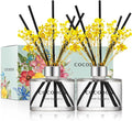 COCODOR Preserved Real Flower Reed Diffuser/Lemon Eucalyptus / 6.7oz(200ml) / 2 Pack/Reed Diffuser Set, Oil Diffuser & Reed Diffuser Sticks, Home Decor & Office Decor, Fragrance and Gifts