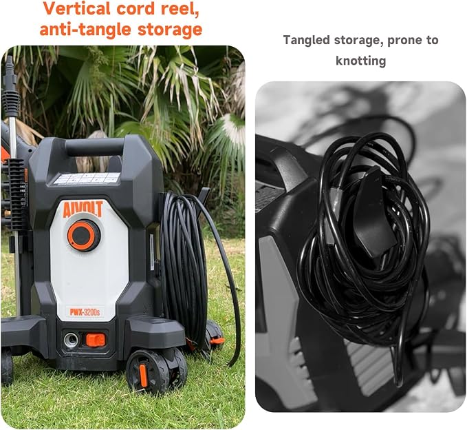 AIVOLT 4800PSI Electric Pressure Washer, Portable Power Washer with Anti-Tipping 4-Wheel Design, 36FT Cable & 25FT Hose, 4 Nozzles, Soap Tank for Cars, Driveways, Fences, Patios & Home
