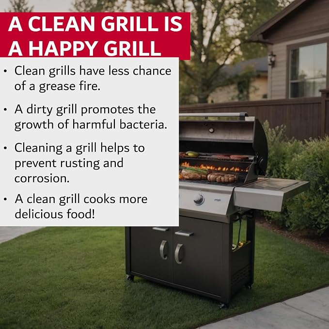 Chef Master Commercial Grill Brush with Scraper Head – Heavy-Duty Wire Bristle Cleaner - Commercial Grill Cleaner - Ergonomic Handle, Tool & Accessories - 90044