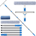 77'' Long Squeegee Window Cleaner Tool for Indoor Outdoor Windows | Professional Window Cleaning Kit with Extension Poles for High Windows Car Windshield Shower Glass Door Solar Panel
