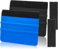Squeegee for Vinyl, 4 Inch, Black and Dark Blue, 2 Pcs | Extra 2 Felt Replacements, Non Slip Plastic 4 Inch Squeegee, Scratch Free Bubble Elimination, Tool for Car Wrap Window Tint