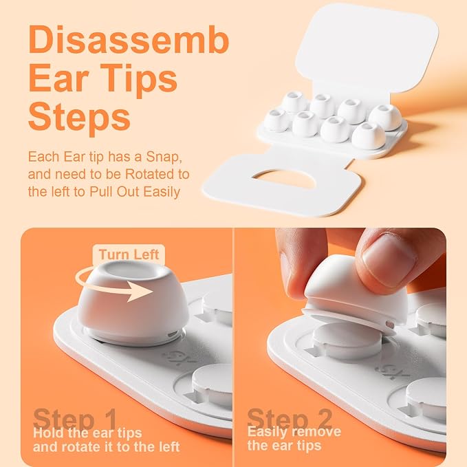 Replacement Ear Tips Compatible with AirPods Pro 2nd & 1st Generation – Silicone Earbud Tips with Cleaning Pen, Secure Fit, Noise Isolation, Soft Comfort Ear Tips Kit (4 Pairs, XS/S/M/L)