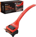 Grill Brush for Outdoor Bristle-Free Steam Cleaning, BBQ Brush Replaceable Kevlar Head with Grill Scraper, Safe Long Handle Barbecue Grill Cleaner