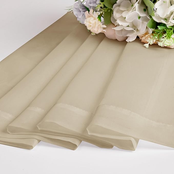Chyhomenyc Taupe Sheer Curtains 54 Inch Long 2 Panels, Light Filtering Rod Pocket Voile Short Curtains Drapes for Living Room Bedroom Small Windows, 42Wx45L Inches