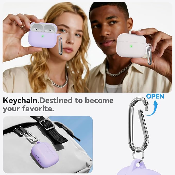 Ljusmicker for AirPods Pro 3 Case 2025 with Cleaner Kit,Purple | Soft Silicone Protective Cover for Apple AirPod Pro 3rd Generation Case with Keychain for Women Men,Shockproof