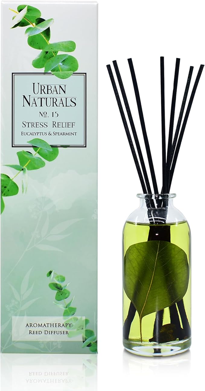 Reed Diffuser Set, Eucalyptus Spearmint - Stress Relief | Fragrance your Space, Fresh Scented Room Freshener and Home Decor, Home Gift Idea. Vegan