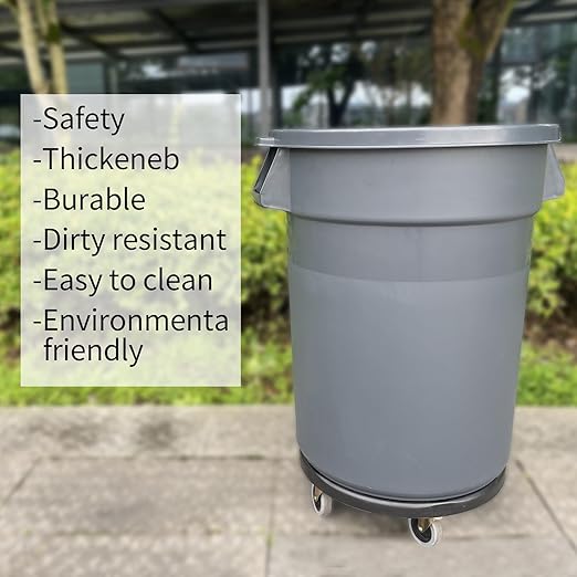 32 Gallon Outdoor Trash Can, Outdoor Trash Can with Lid and Removable Wheels, Rolling Garbage Can, Commercial Garbage Can Suitable for Restaurants, Backyards, and Garages. (1-Pack, 32 Gallon)