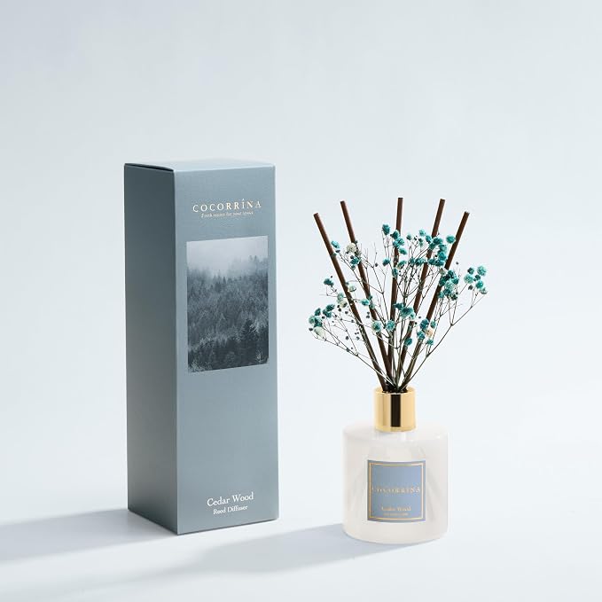Reed Diffuser - Cedar Wood 6.7 fl oz Reed Diffuser with Sticks, Home Bedrrom Bathroom Shelf Decor