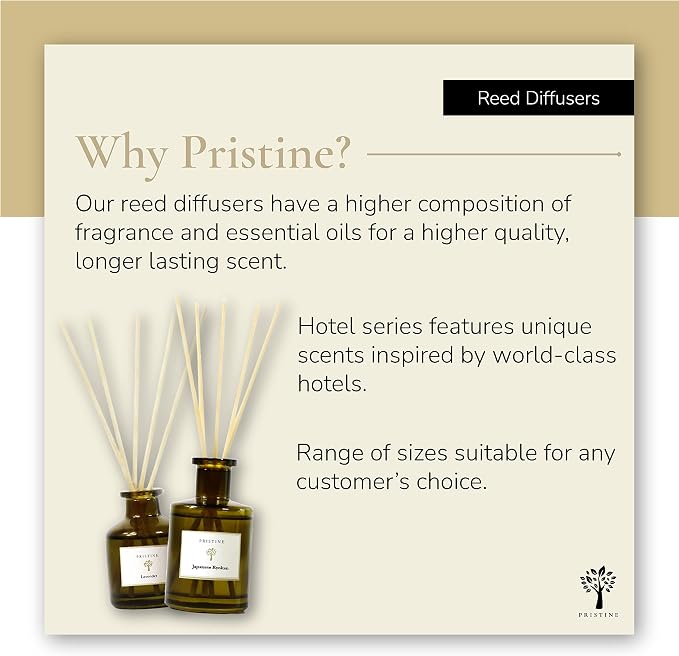 PRISTINE Lavender Dream Reed Diffuser for Home | Fresh Lavender & Eucalyptus Room Fragrance Reed Diffusers, Oil & Room Diffusers with Reeds Stick Set | Home Fragrance Scent Diffuser for Relaxation