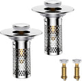 Bathroom Sink Drain Strainer,Universal Pop-Up Sink Stopper Hair Catcher, Anti-Clog Stainless Steel Drain Filter Basket, Removable Sink Drain for Bathroom Sink Stopper (Ysilver-2（with Buckle）)