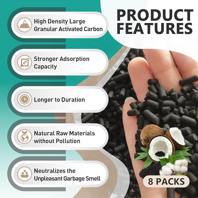 4 Pounds (8-Pack) Filter Refills Compatible with Lomi Smart Waste Composter | Odor Absorbing, Easy to Replace, Long-lasting, Premium Materials