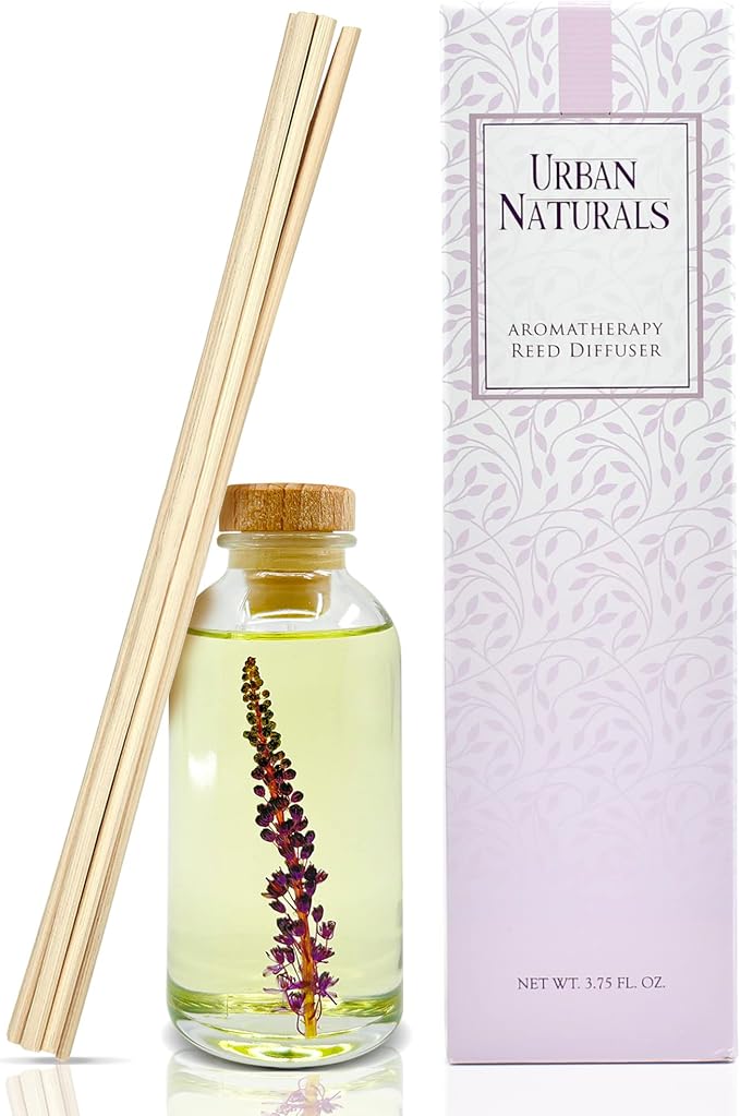 Reed Diffuser Set, Lilac Blossoms - Bathroom Shelf Décor | Made with Essential Oils & Real Botanicals, Lily of The Valley, Violets & Lilac, Made in the USA