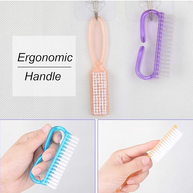 Handle Grip Nail Brush, Hand Fingernail Scrub Cleaning Brushes for Toes and Nails Cleaner, Pedicure Scrubbing tool kit for Men and Women 6 Pack (Multicolor)
