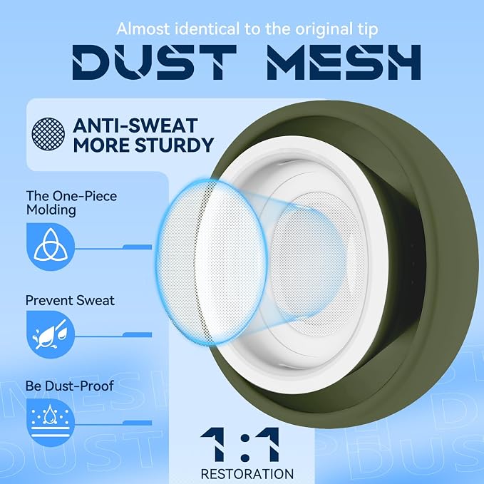 Inesore 4 Pairs Replacement Ear Tips for AirPods Pro 2nd/1st (Dark Green) | with Noise Reduction Hole & Built-in dust Guard Screen,Silicone,with Portable Storage Box & Cleaner Pen,4 Size (XS/S/M/L)