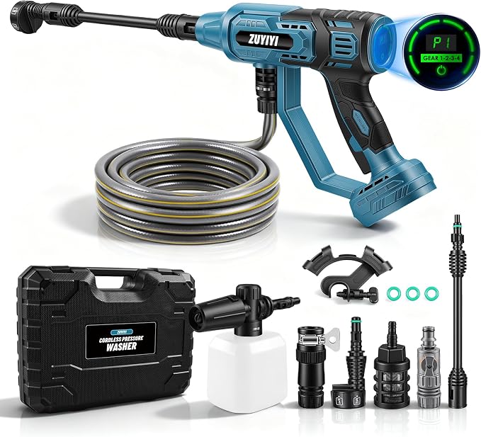 Cordless Pressure Washer for Makita 18V Battery, 870PSI Power Washer | 4-Speed, LCD Screen, Brushless, 6-in-1 Nozzle, 300L/H, 32.8FT Spray Distance, for Car/Fence/Patio/Home, Tool Only