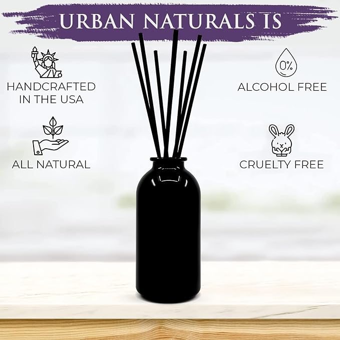 Reed Diffuser Set, Lavender Cedarwood - Bathroom Shelf Décor | Includes a Set of 8 Reed Sticks, All Natural Small Batch Formula, Support Small Business Made in The USA