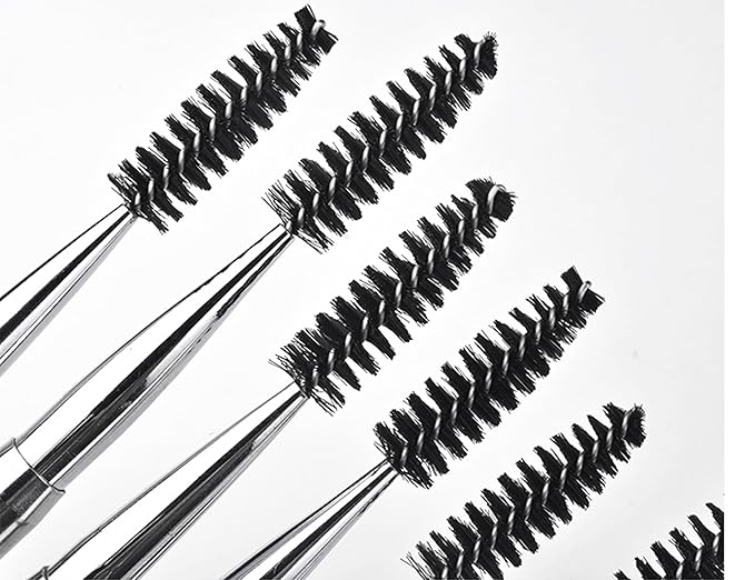 2PCS Mascara Brushes, Eyebrow Eyelash Brushes, Mascara Wands Spooly Applicators, Eye Brushes, Portable Cosmetic Brushes with Cap Spoolies Brushes for Eyelash Extensions and Eyebrows, Black