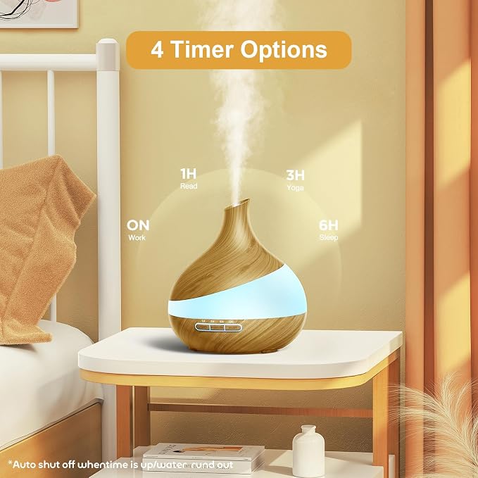 Essential Oil Diffuser for Women: 500ml with 14 Color LED | Aromatherapy Diffuser with 2 Mist Levels - Ideal for Bedroom, Office & Travel - Auto Shut-Off for Safe Sleep