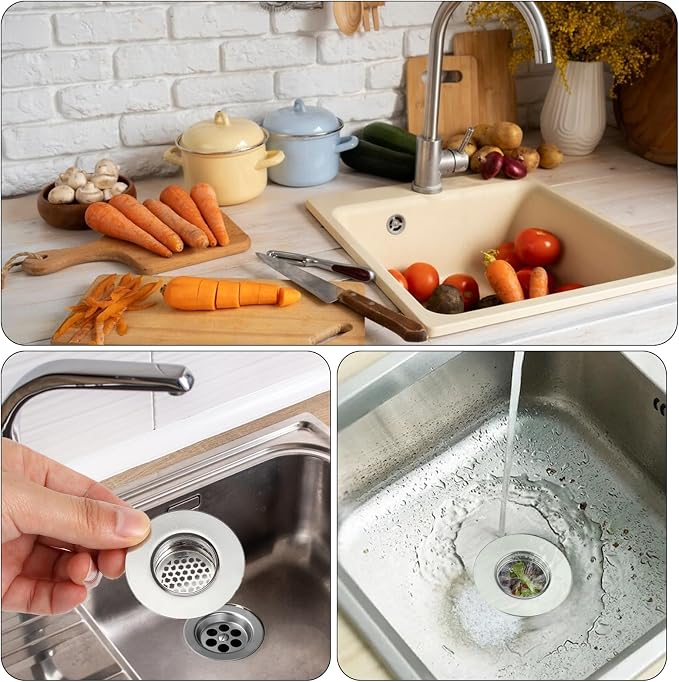3pcs Bathroom Sink Strainer Fit Hole Size from 1.25" to 1.60" Bathtub Hair Catcher Bathroom Sink Drain Cover Stainless Steel Sinks Strainers Bath Tub Hair Catcher Mesh Sinks Strainer for Kitchen